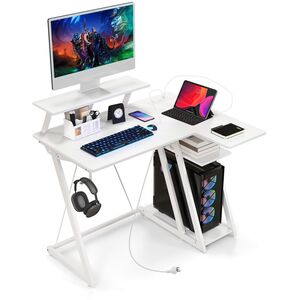 Computer Gaming Desk with Monitor Shelf