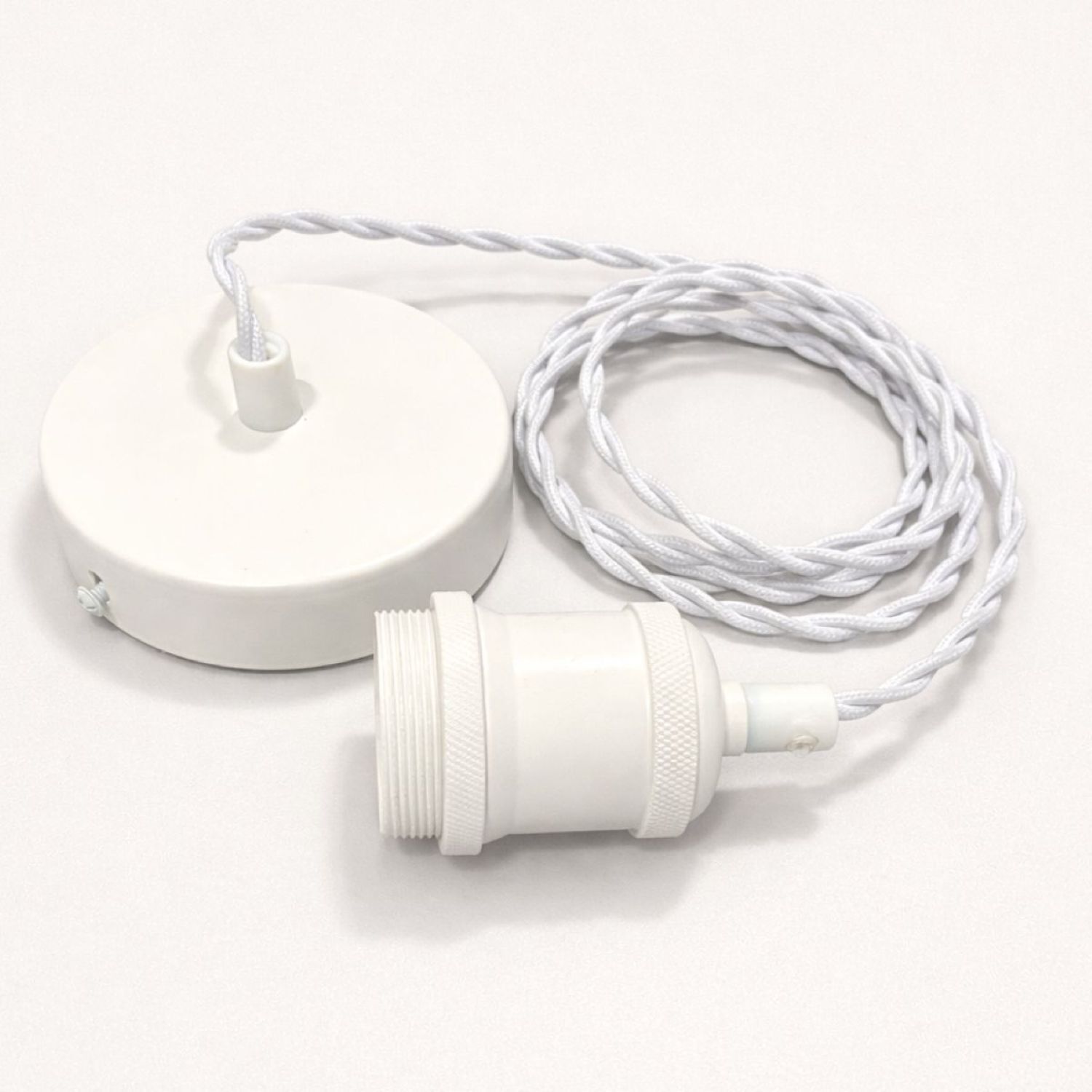 Cgc Lighting Cgc Lacey Matt White 1.5M Adjustable E27 Ceiling Pendant With Matching Rose. - Matt White - Image 3