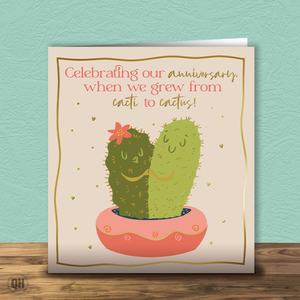 Quitting Hollywood Anniversary Card Cacti to Cactus Funny Couple Anniversary Card with Gold Foil