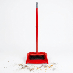 2 Sets (2 Dustpans & 2 Brushes) Long Handled Sweeping Dustpan & Brush Set