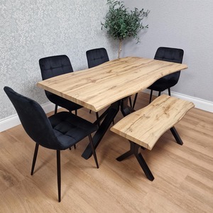 Black / Dining Set of 6 with 4 Velvet Chairs and Bench Dining Set with Velvet Chairs and Bench shot 16124484