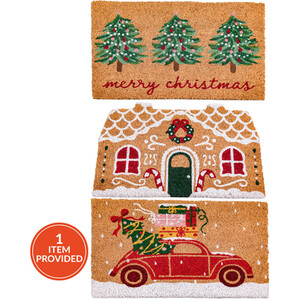 Christmas Print Coir Doormat