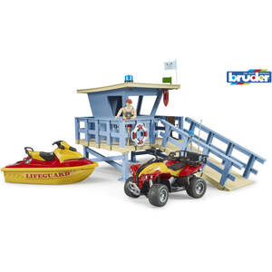 Bruder bworld Life Guard Station with Quad and PWC Rescue Vehicle Playset