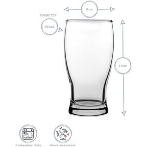 Belek Classic Pint Beer Glasses - 580ml - Clear - Pack of 12