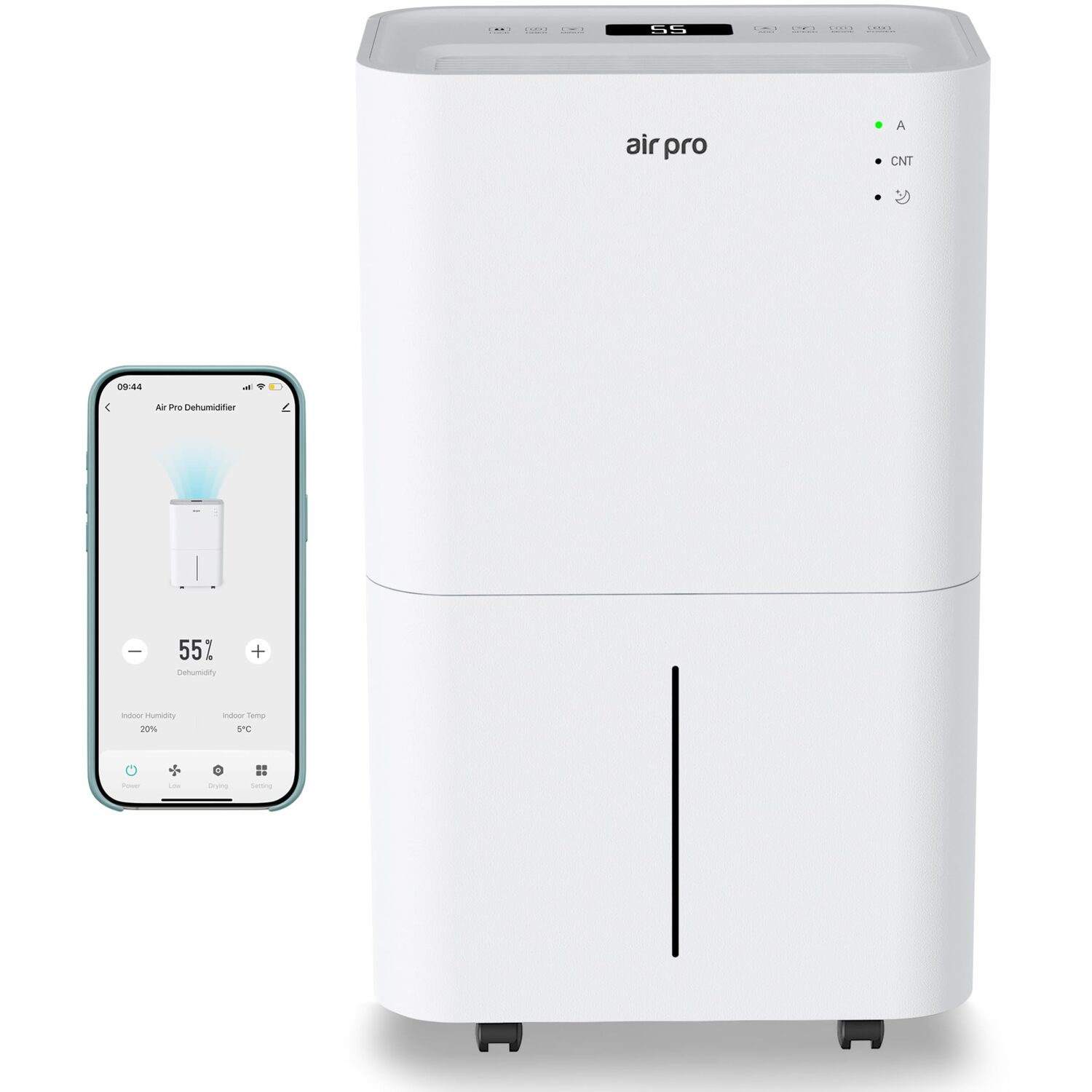 Air Pro Digital Dehumidifier With Wifi App And Sleep Mode Portable Electric Damp Remover - White / 14.50Kg
