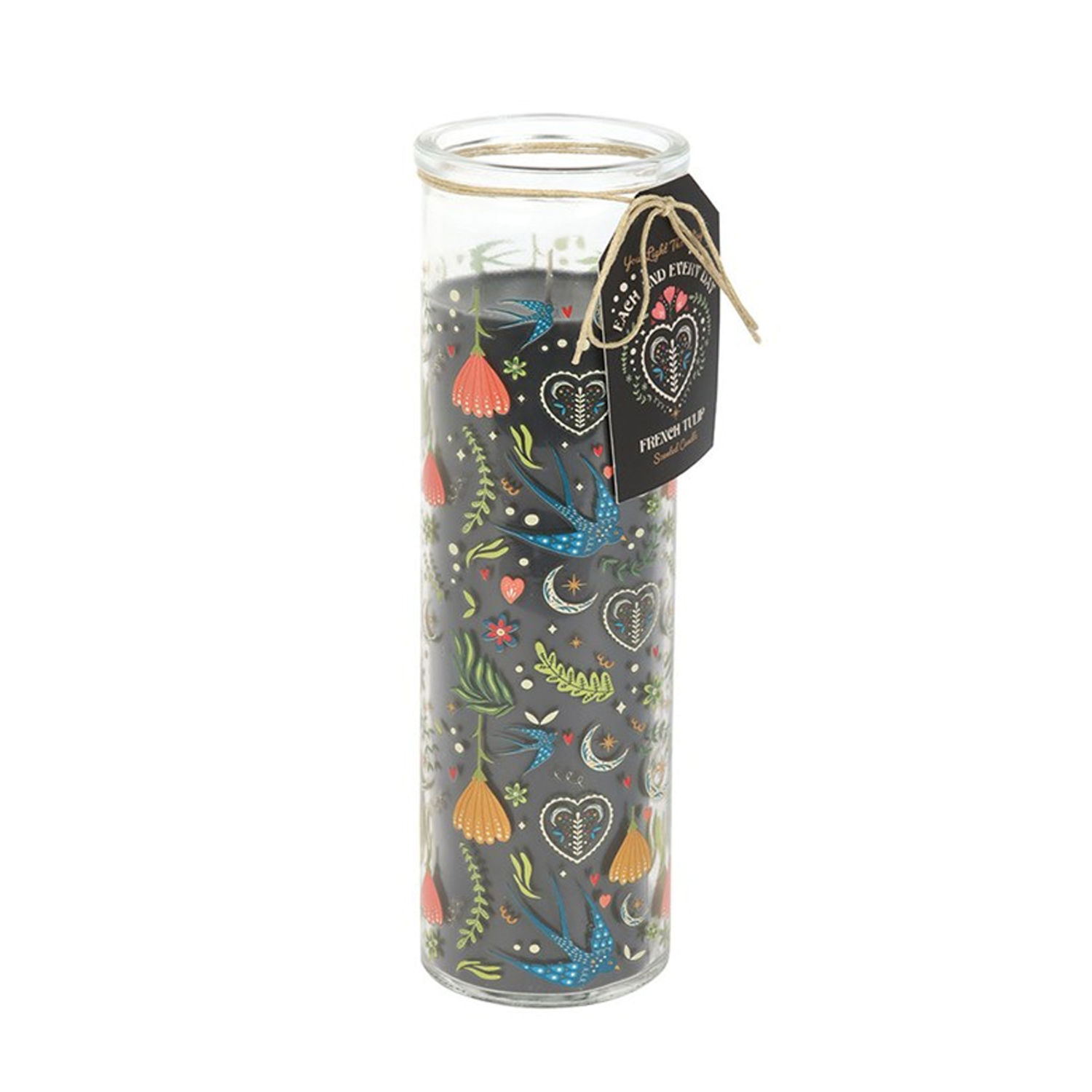 Something Different Midnight Bloom French Tulip Print Tube Candle - Black