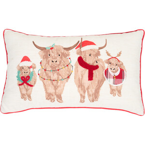 Christmas Highland Cow Family Cushion