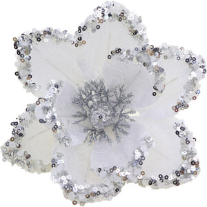 White and Silver Magnolia Clip