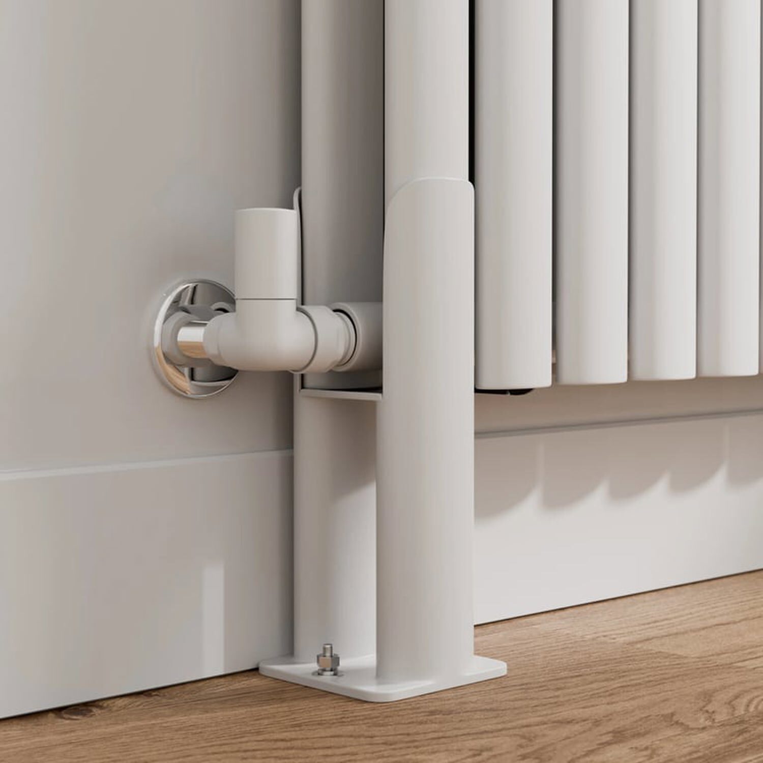Temprazo White Legs For Horizontal Oval Radiator - Double Bar - White