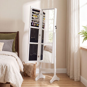 Freestanding Jewelry Cabinet with Full Length Mirror