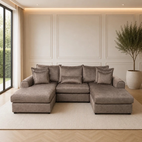 Home & Love Ariana U Shape Sofa - Dapple Chocolate