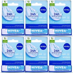 6x Nivea Hydro Care Lip Balm Stick With SPF15 4.8g