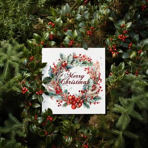 Holly Wreath - Plantable Wildflower Seed Christmas Cards - 5 Pack