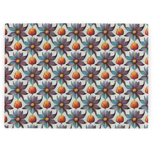 Purple Floral Tile Worktop Protector - Large Textured Glass Chopping Board