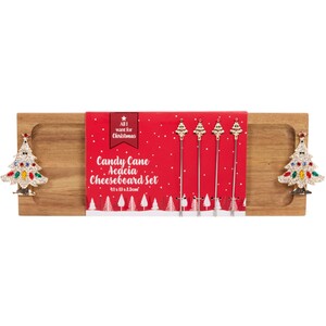 Candy Cane Acacia Wood Cheeseboard Set