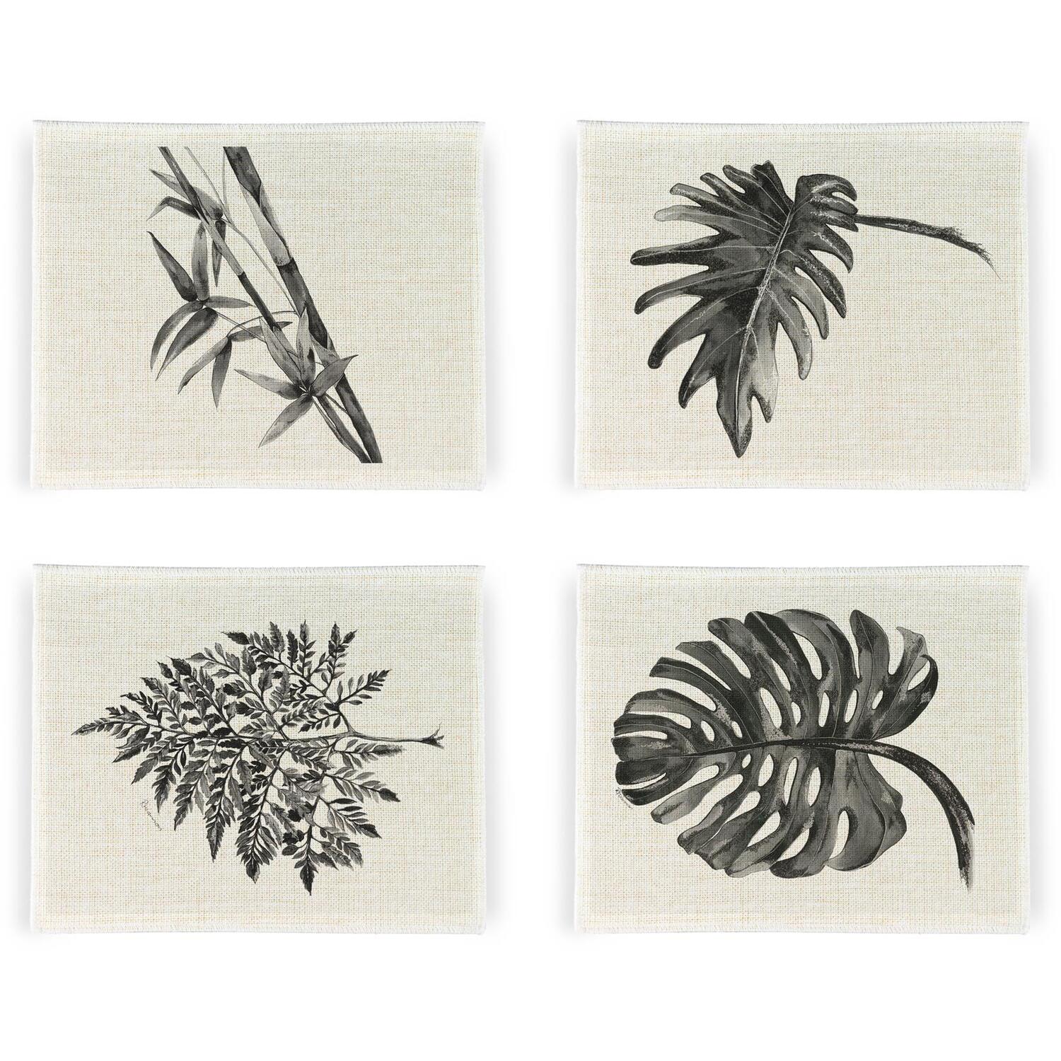 Image of Painted Leaves Linen Placemats - Set&hellip;
