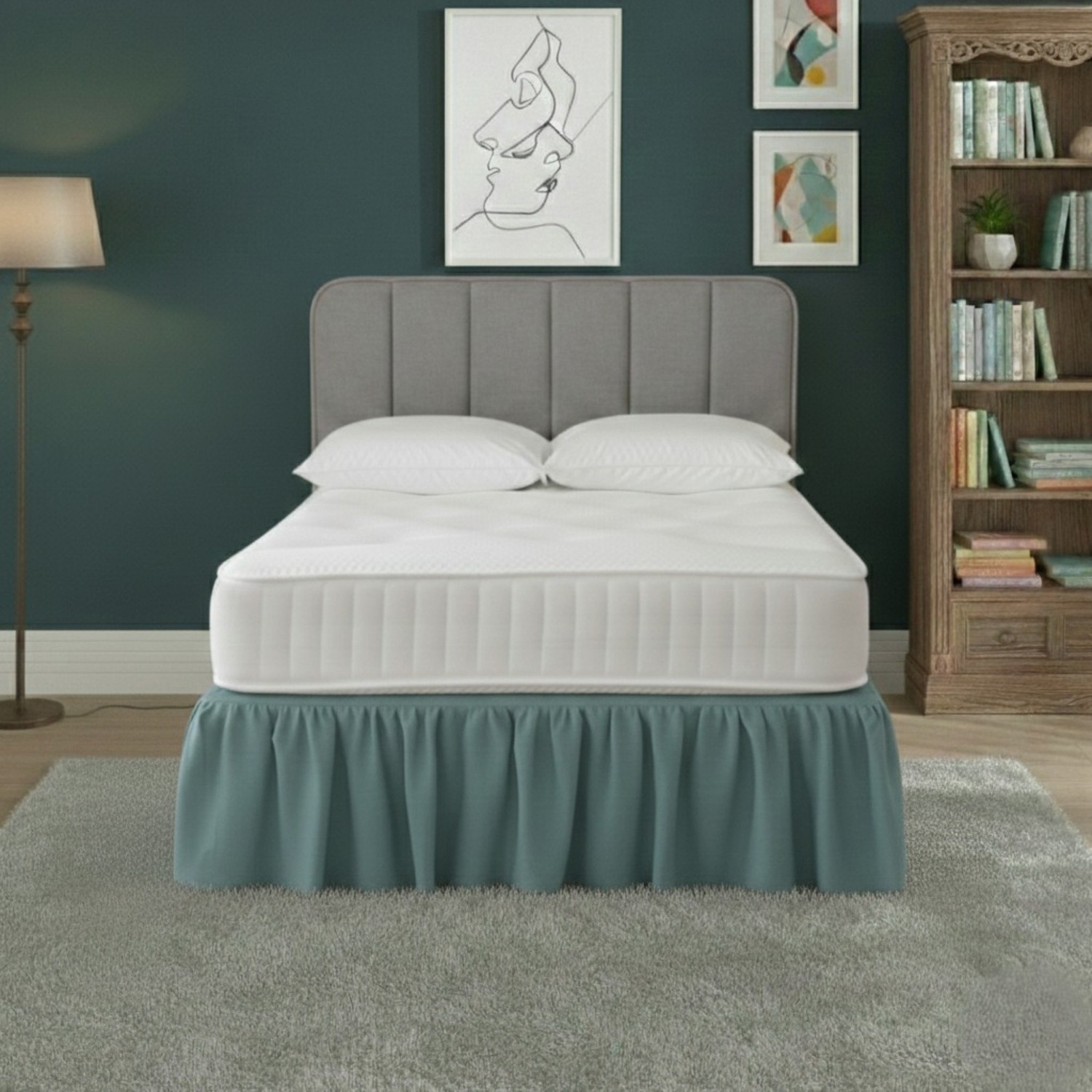 Snug City Base Valance Polycotton Sheet for Divan Beds Easy Care Bed Base Cover in Duck Egg Blue | Size: Super King