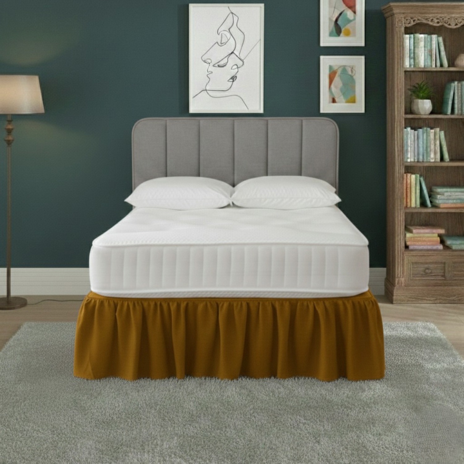 Snug City Base Valance Polycotton Sheet for Divan Beds Easy Care Bed Base Cover in Mustard | Size: Super King