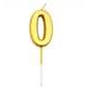 Shatchi Gold Number 0 Wax Candle Cake Topper, Pack of 2