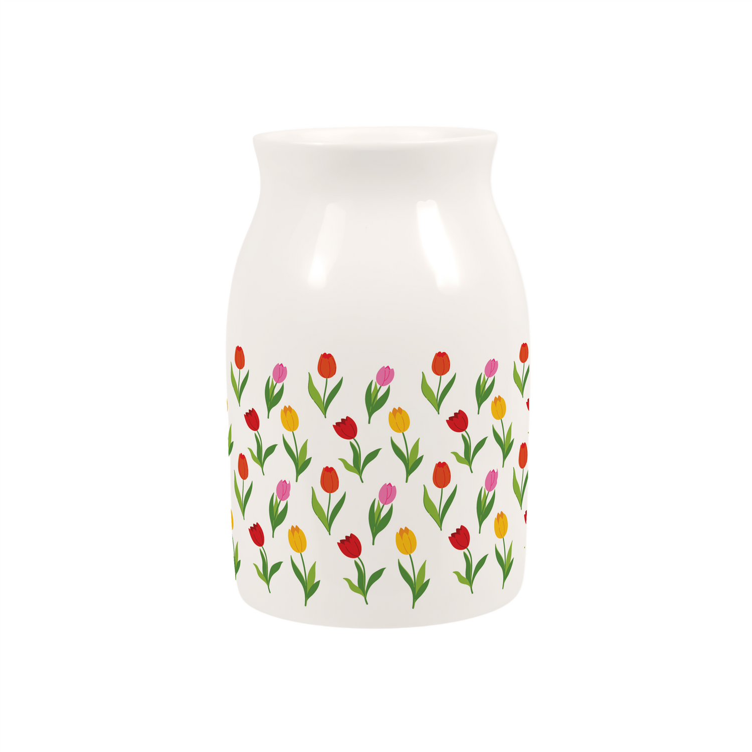 Tulip Print Small Porcelain Vase - Multicoloured
