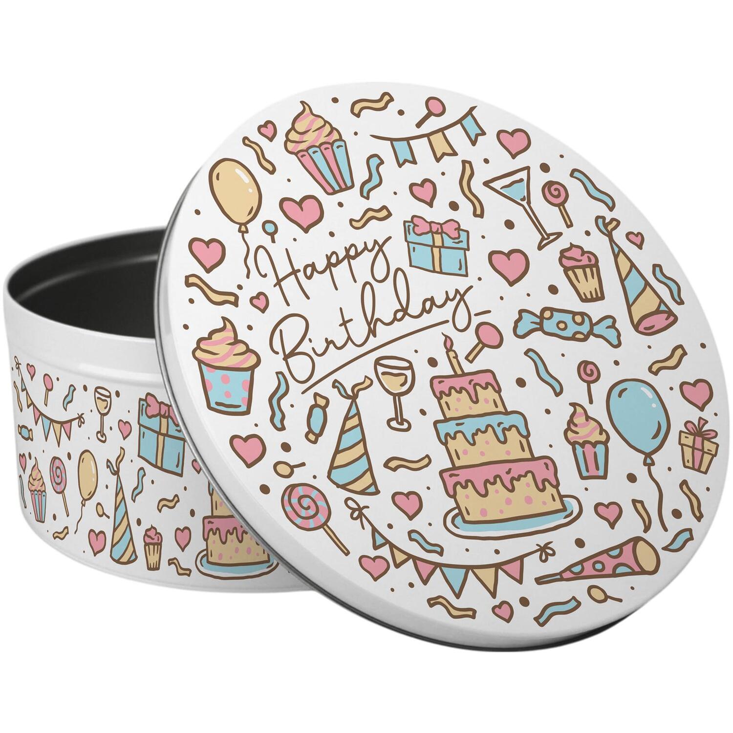 Image of Happy Birthday Cake Tin - Multicoloured