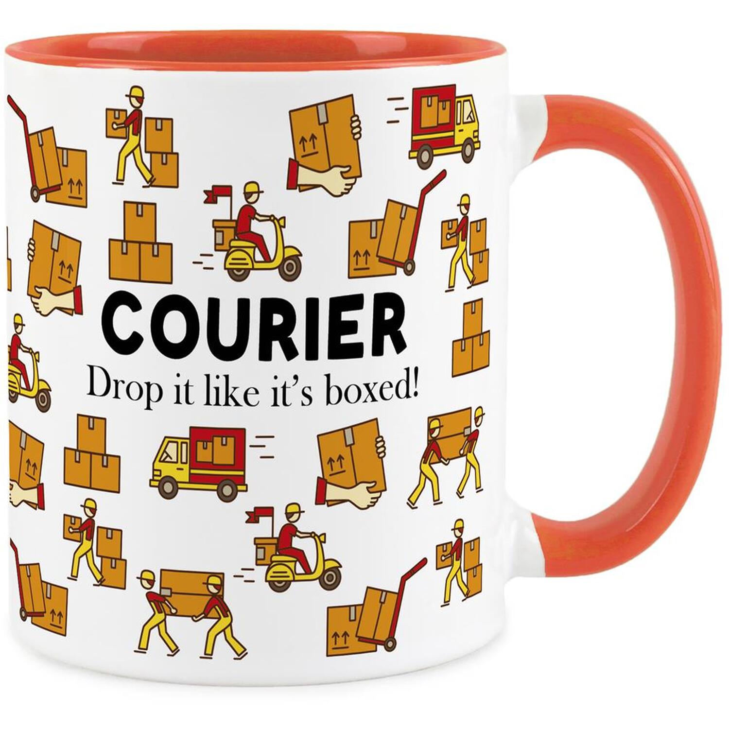 B&Q -  Courier MugFunny Parcel Delivery Driver Novelty GiftsTea/coffee Hot Drinks Orange Ceramic Cup Present - Image 3