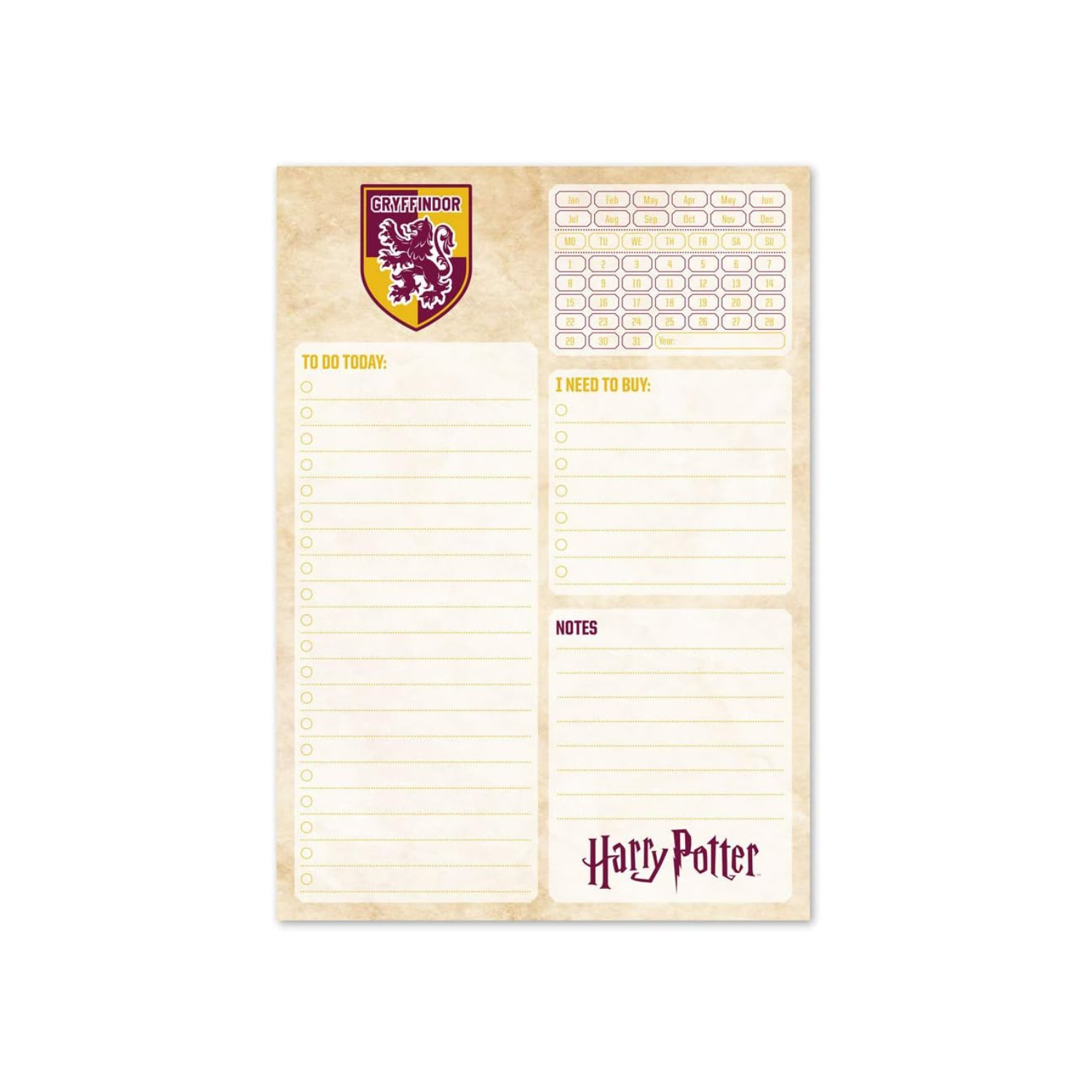 Harry Potter Gryffindor A5 Note Pad Planner - Image 2