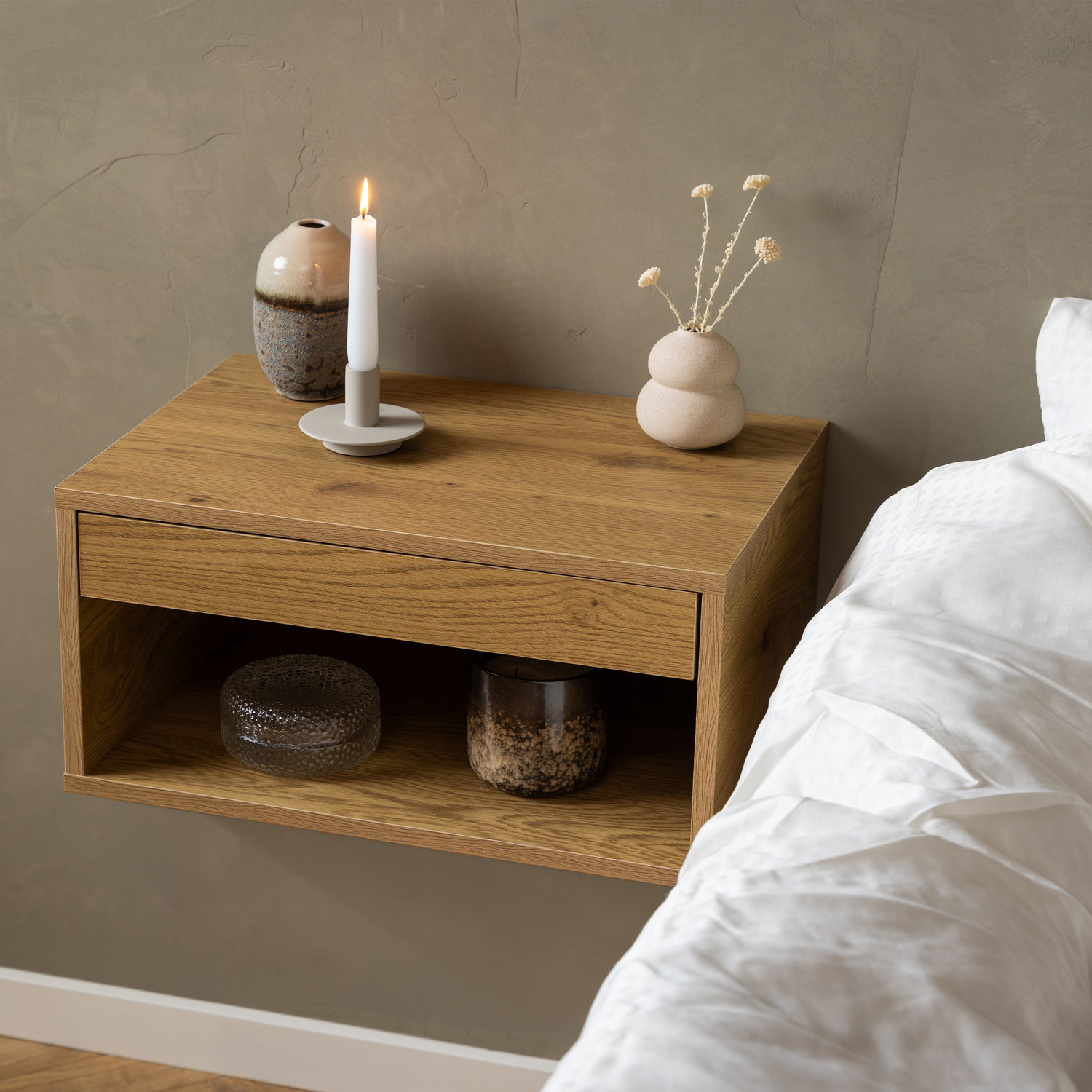 Indoor Furniture Group Cholet Oak Bedside Table 1 Drawer - Image 4