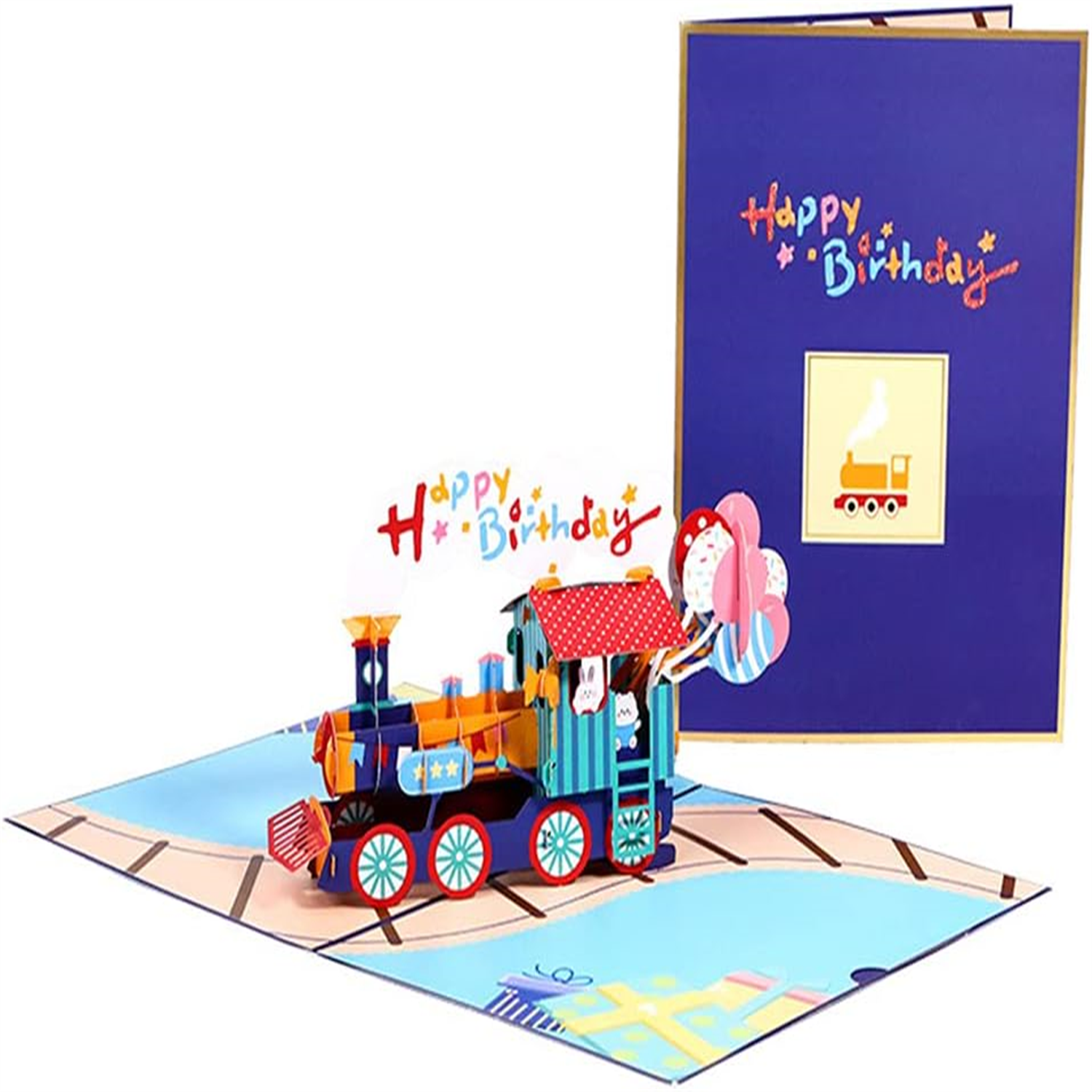 Brightfeel Train Full Of Wishes 3D Pop Up Birthday Card - White