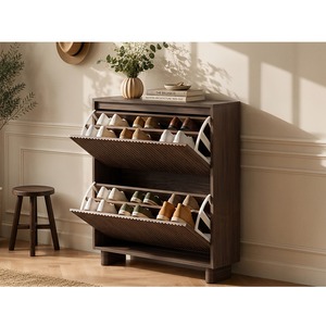 Velmor Slim Ribbed 2 Drawer Tilt Out Shoe Cabinet