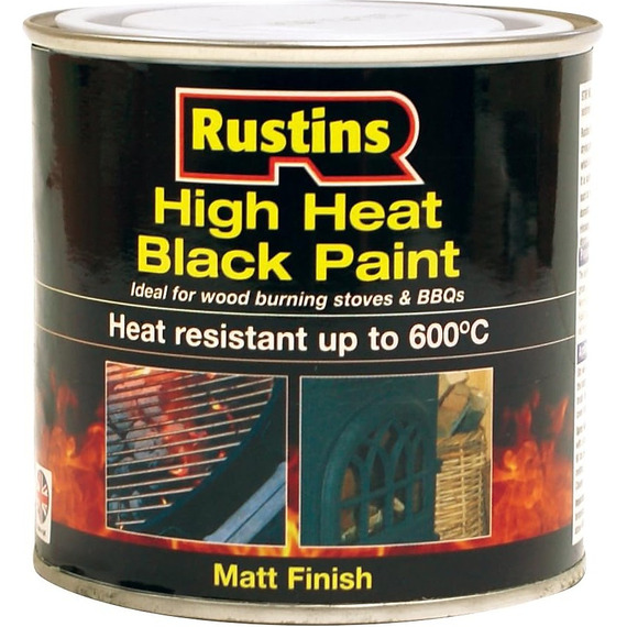 Rustins High Heat Paint, Black 250ml.