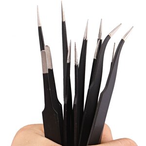Stainless Steel Precision Tweezers Set of 6, Non Magnetic Coated Tips
