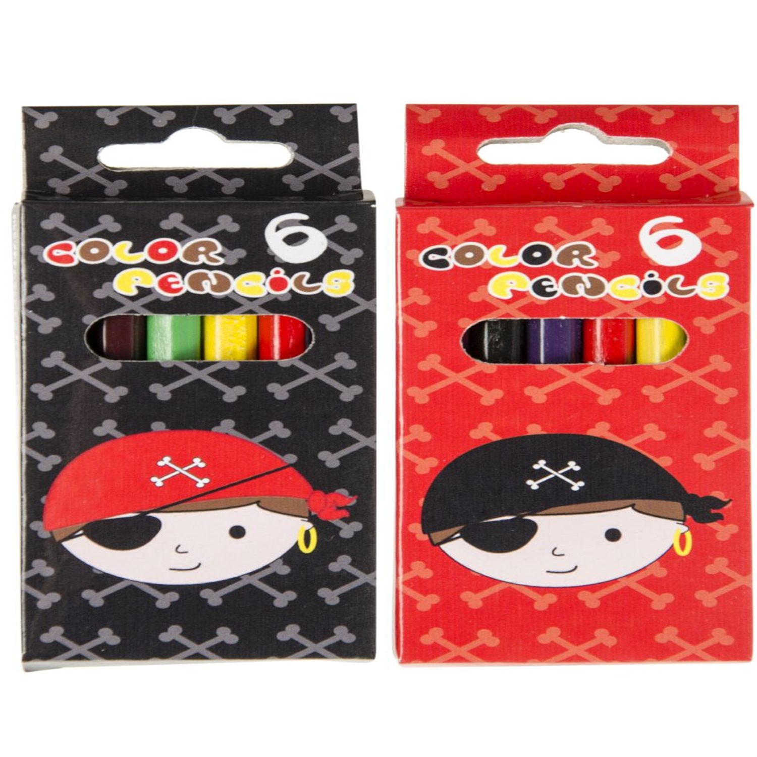 6 Pieces Pirate Design Colored Pencils 9cm - Fun Party Bag Fillers Gifts - Image 2