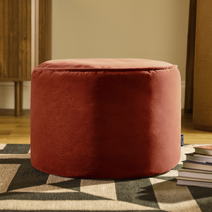Terracotta icon Milano Round Velvet Pouffe shot 20213789