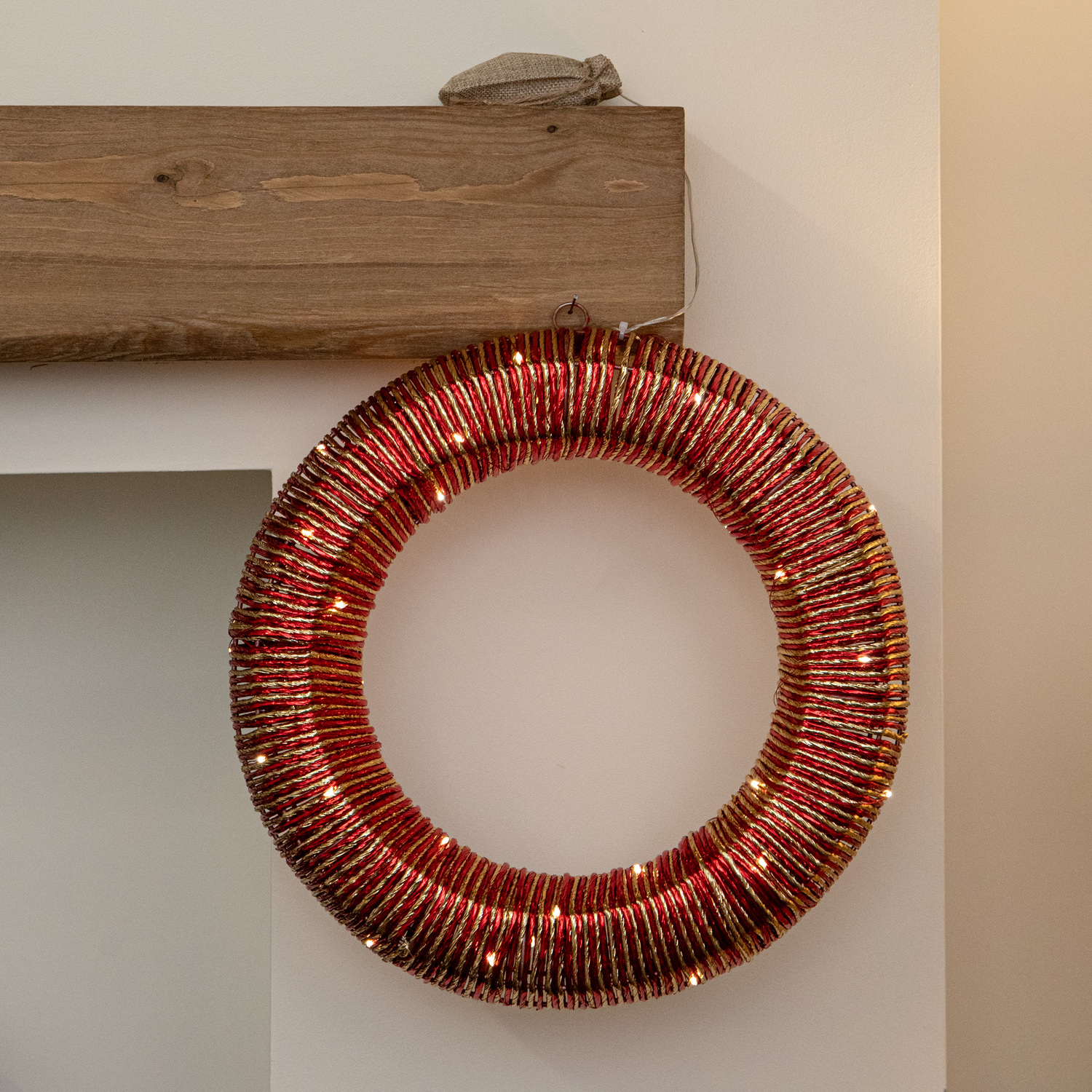 Samuel Alexander Unisex Red 40Cm Light Up Christmas Wreath With Warm White Leds In - Image 3