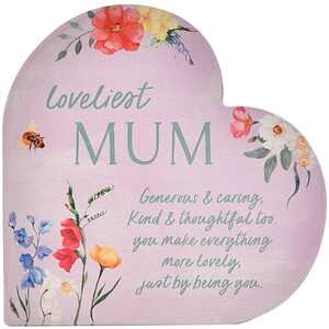 Loveliest Mum 3D Floral Wooden Heart