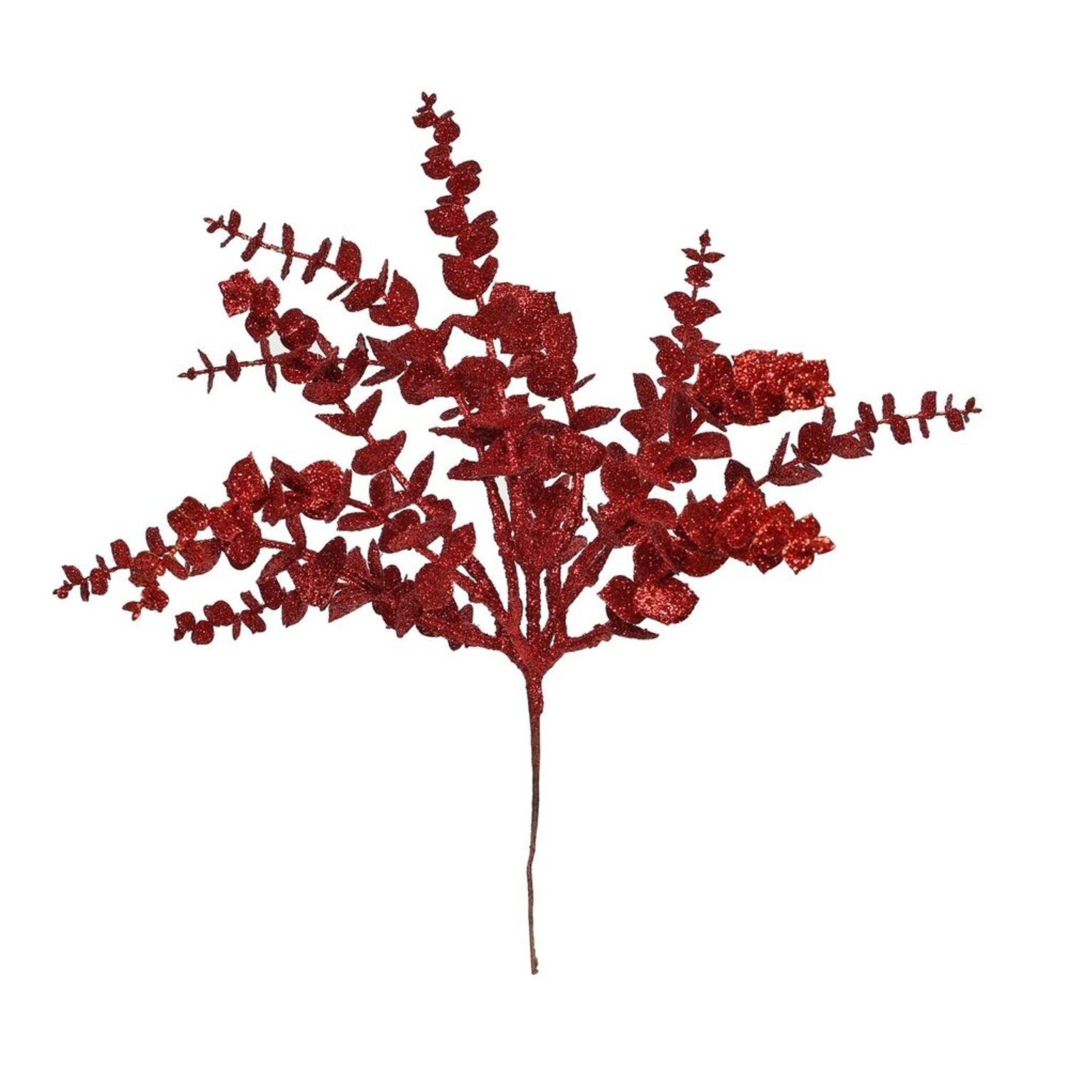  - Glitter Eucalyptus Bush H33Cm 2 PackRed - Image 3
