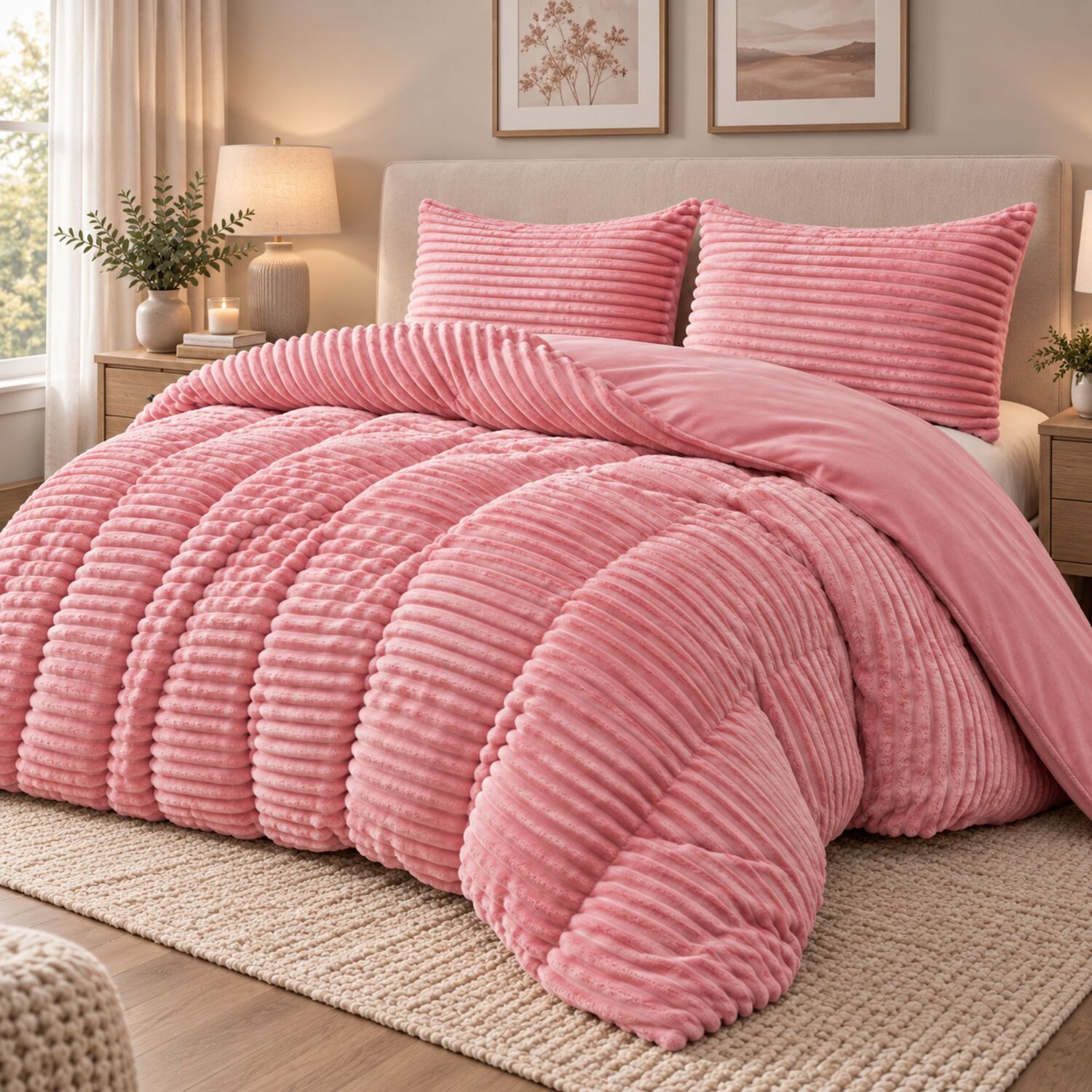 Ezysleep Super Snuggle Soft Rabbit Faux Fur Duvet Cover - Pink / Double