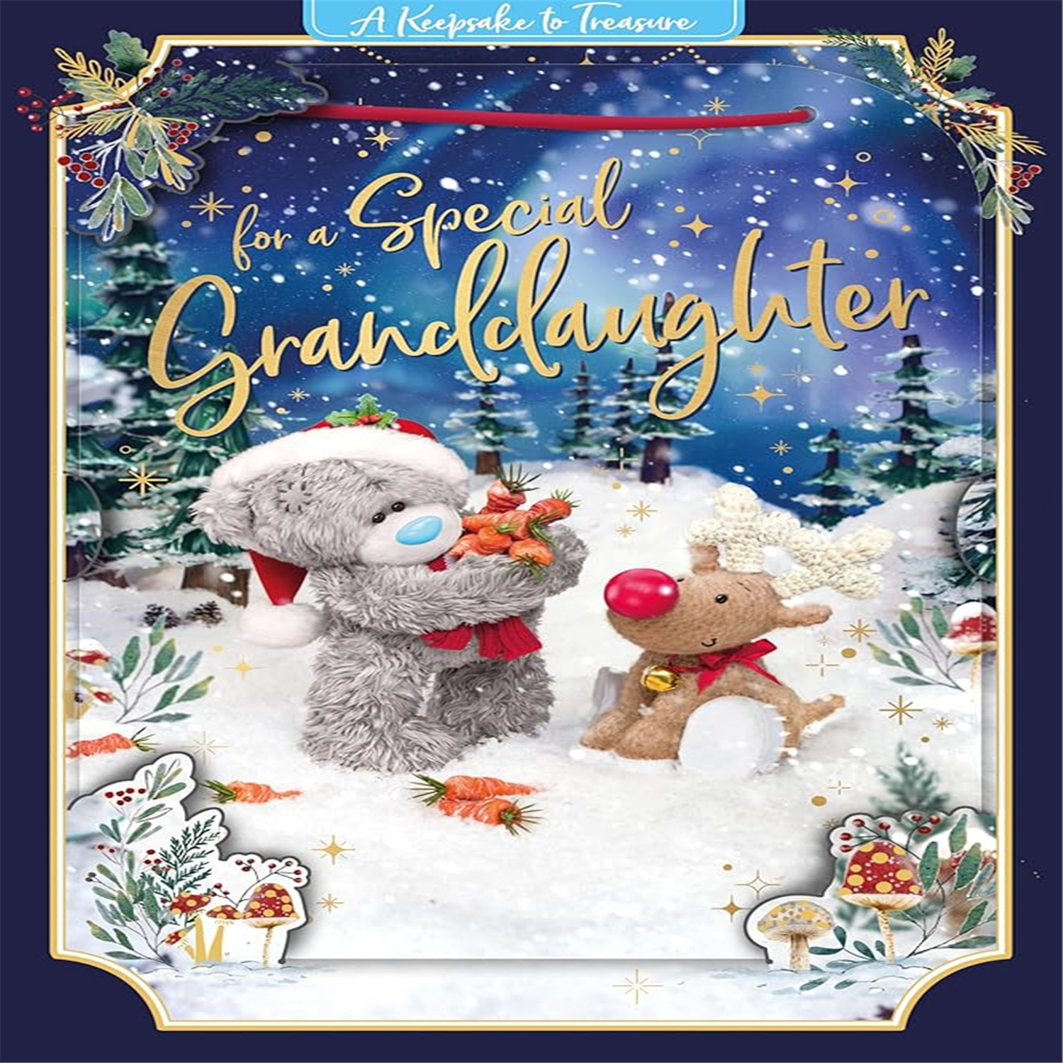 Me To You Bear And Reindeer Special Granddaughter 3D Keepsake Christmas Card - Red - Image 3