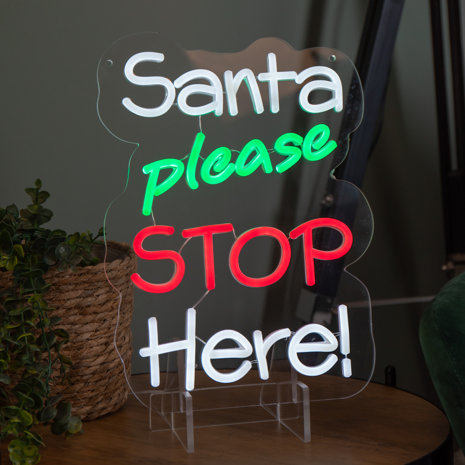 Samuel Alexander Neon Christmas Sign - Santa Please Stop Here - LED - 35cm - Image 3