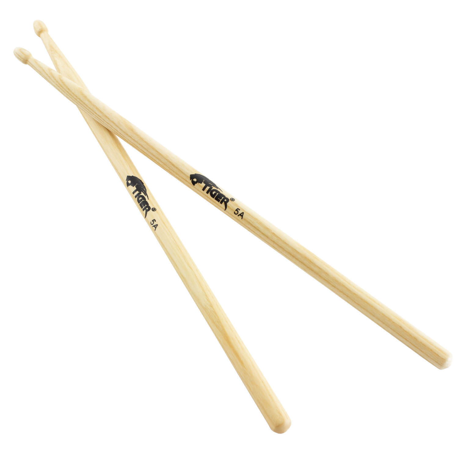 Tiger Music 5A Hickory Wood Tip Drumsticks ¿ Pair - Neutral