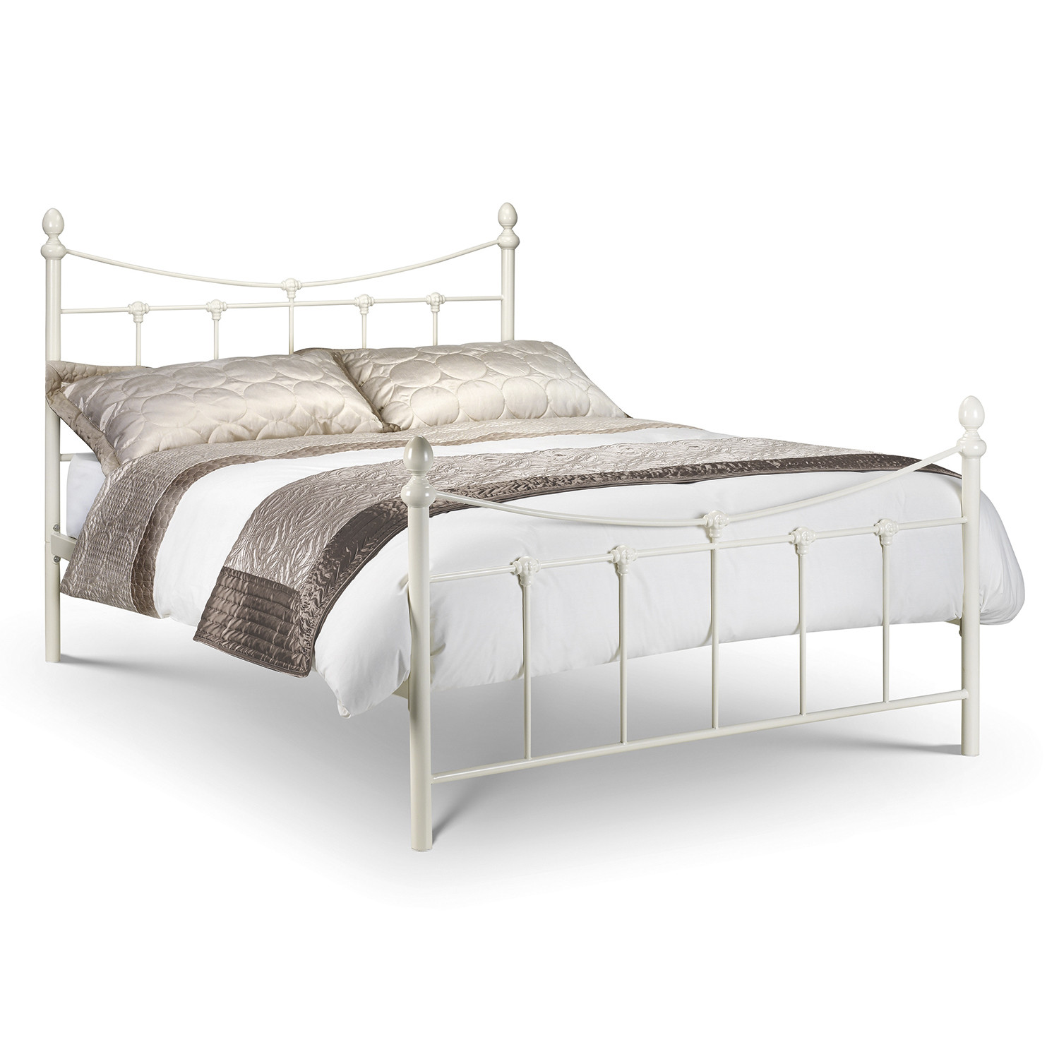 Rebecca White Bed Frame - Stone White Satin Single