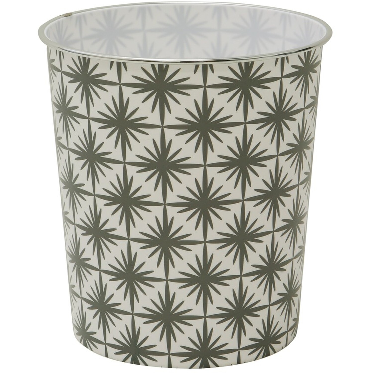 Geometric Grey Waste Paper Bin - Black