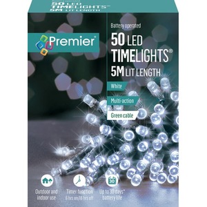 50 Cool White Battery Timer lights