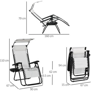 White Outsunny Zero Gravity Garden Deck Folding Chair shot 1337854