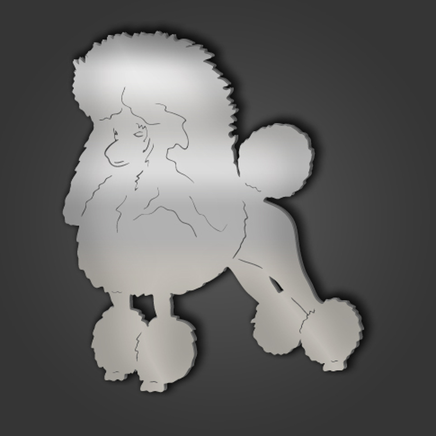 Image of Poodle Style 3 Silver Acrylic Mirror&hellip;
