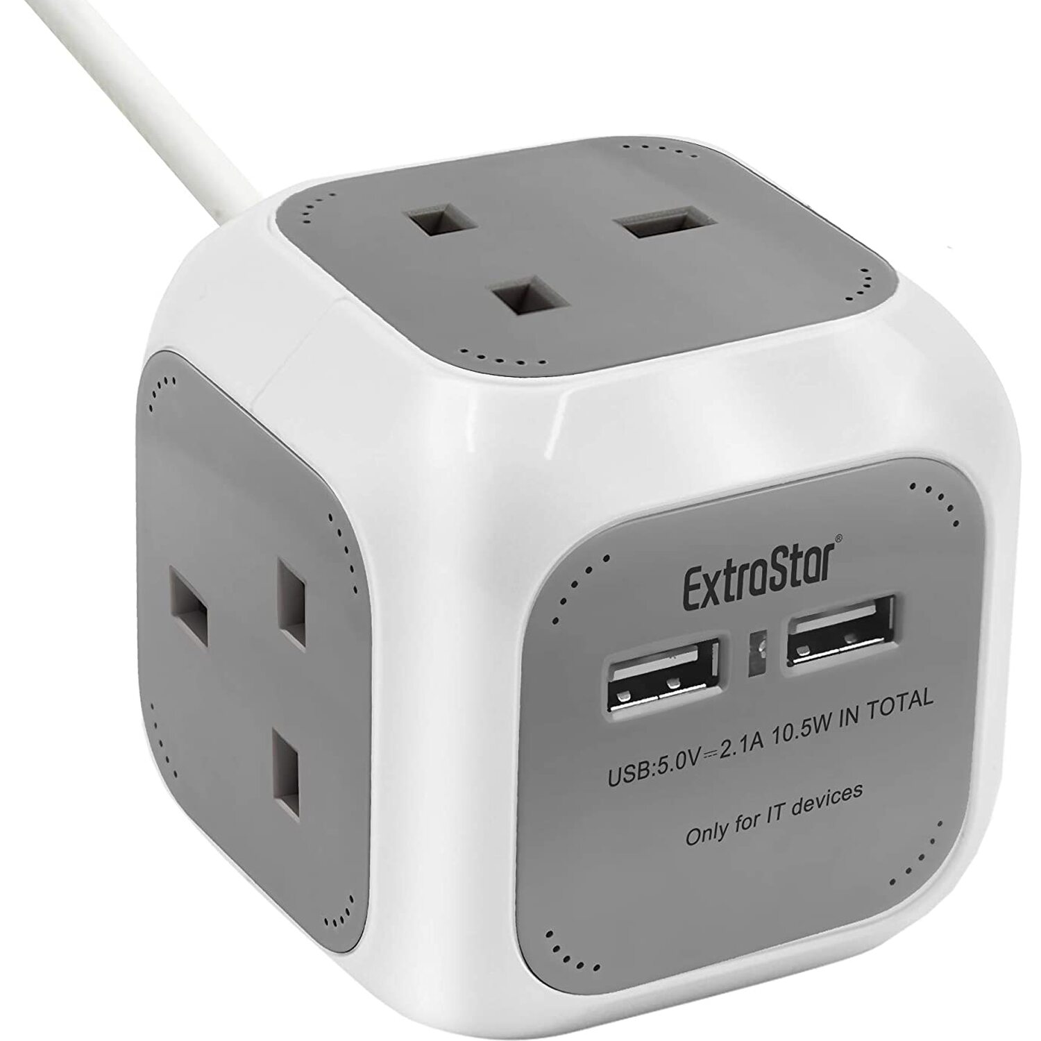 Socket 5v Power Cube 4 Ways Sockets 2 x USB Charger 5V 1.5m