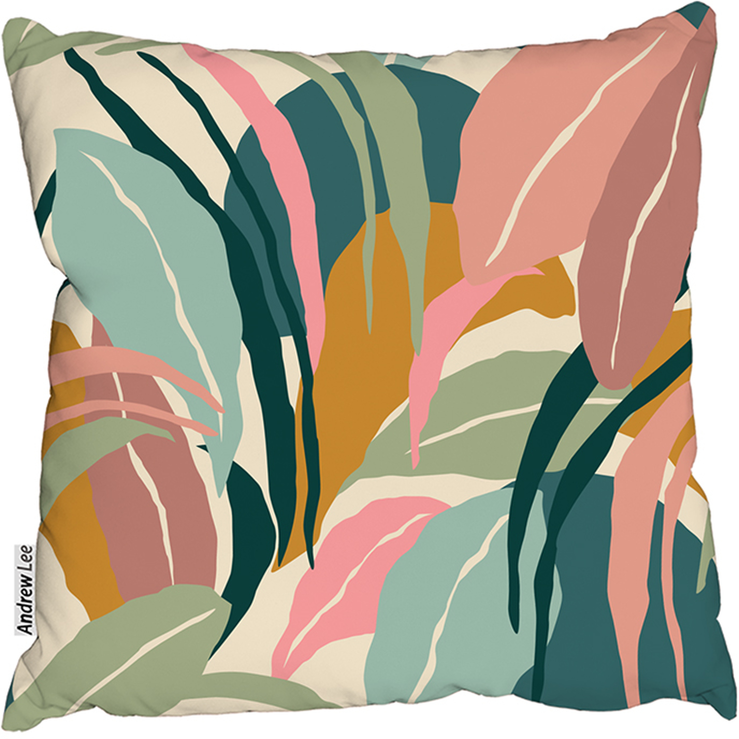 Artistic Abstract Leaves Outdoor Cushion - Yellow / 45cm