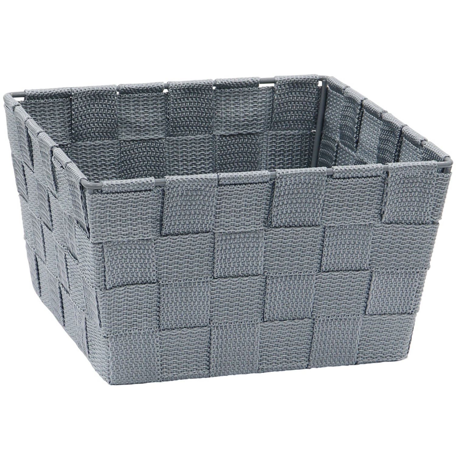 JVL Vichy Square Nylon Storage Basket - Grey