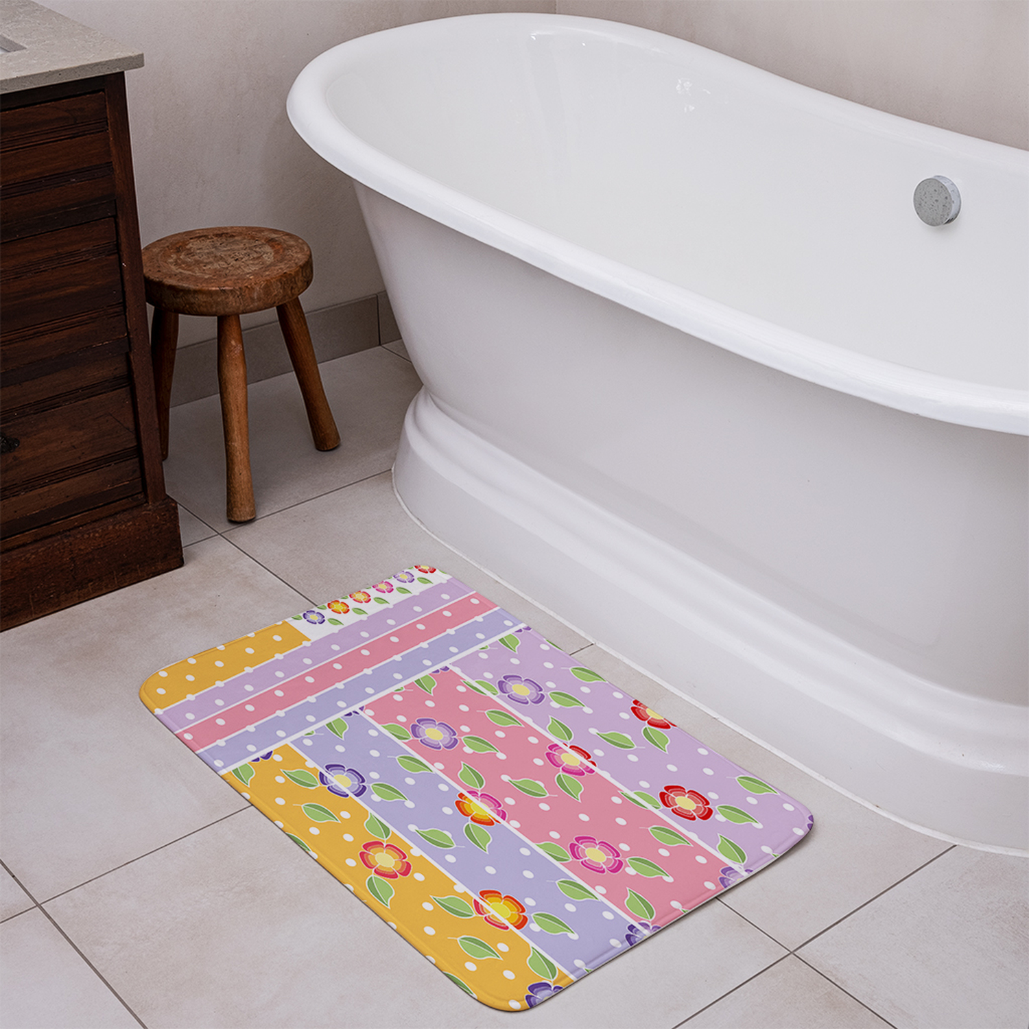 Bohemian Chic  Ink Pattern With Boho Feathers Bathmat - Pink